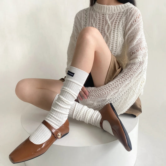 Stockings 
Solid Color Long Socks Stockings Women Autumn Winter Cotton Knee Socks Women Stockings JK Japanese Style Vintage Knee High Socks