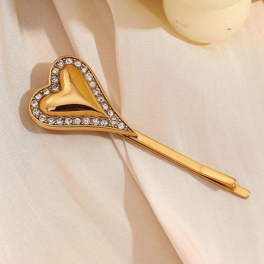 Elegant Look MamacitaSlay Popular sweet sparkling three-dimensional heart hair clips New Design Luxury Hairpin women's hair accessories