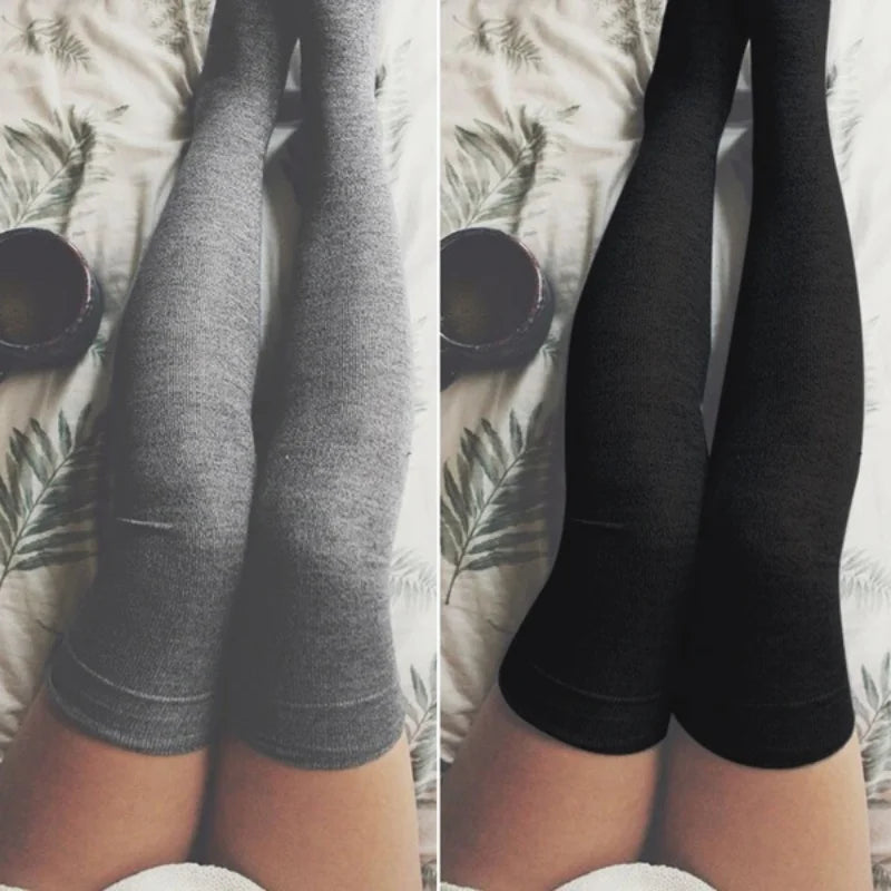 Stockings 
Sexy Black White Soild Color Long Socks Women Over Knee Thigh High Over The Knee Stockings Lolita Ladies Girls Warm Knee Socks