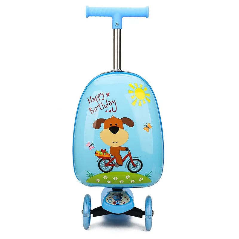 Travel Bag New cute skateboard suitcase scooter children's trolley luggage box 16 " boys and girls lovely carry-on bag student travel case