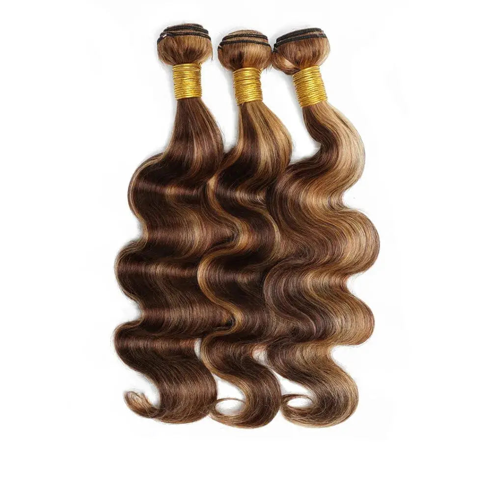 Hair Extensions and Wigs
Body Wave P4/27 Human Hair Bundles Bundle Hair Weave Weaves For Women 12A Remy Hair Wet And Wavy P4/27 Bundles 28 28 28 Inch