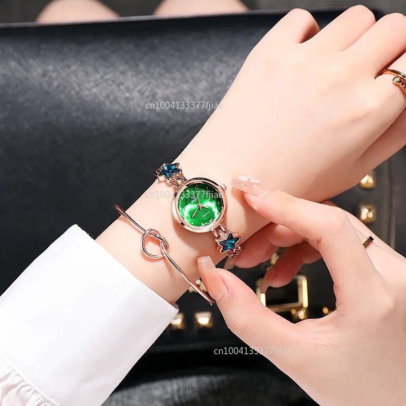 Women Watch Blue Lucky Star Ladies Watch Korea Style Female Students Wristwatches Fashion Women Elegant Bracelet Relojes Mujer Relógio