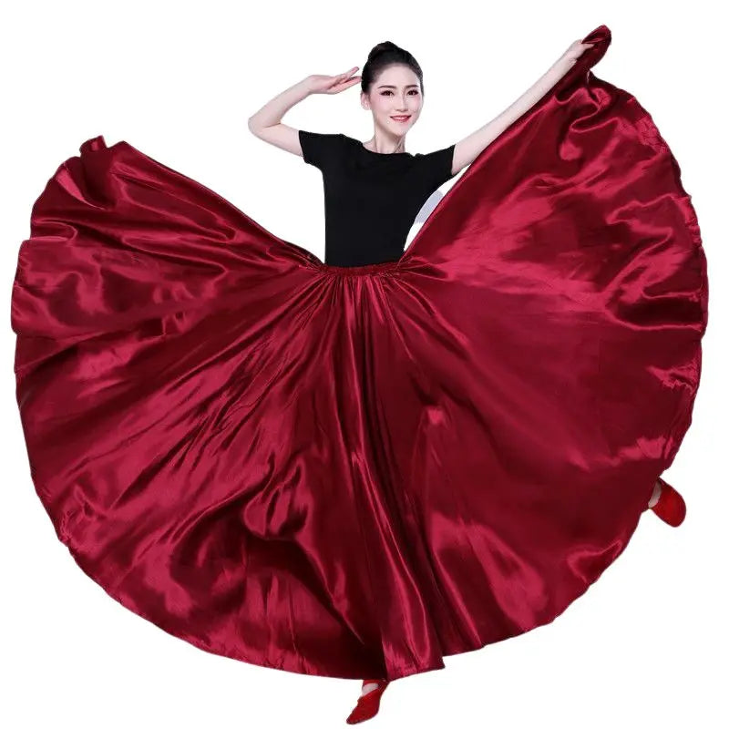 dancers  
Shining Satin Long Spanish Skirt Swing Dancing Skirt Belly Dance skirt Sun Skirt 14 Colors Available VL-310