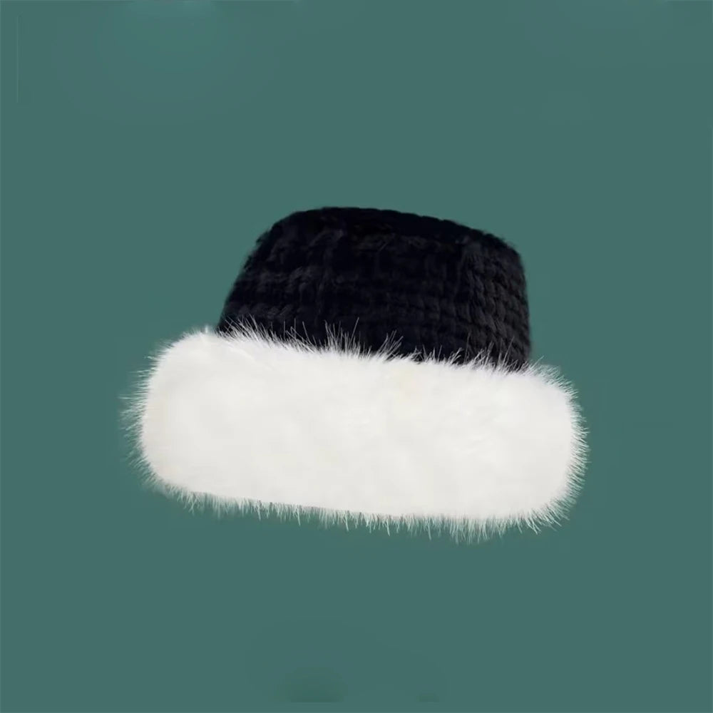 Hat Big Fluffy Faux Fur Bucket Hat for Women Luxury Plush Fisherman Hat Warm Winter Hat Thicken Cold Snowy Day Panama Cap 2023