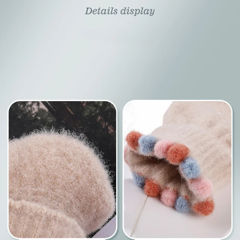 High Quality Autumn Winter Women Keep Warm Touch Screen Knitting Gloves Thick Simple Style Cute Lovely Sweety Elasticity Windproof