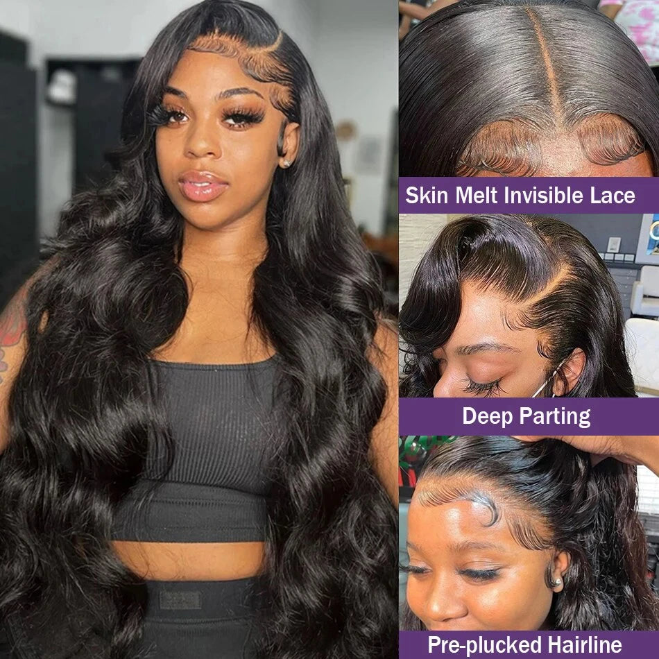 Hair Extensions and Wigs
250 Density 13x6 black Body Wave Lace Front Human Hair Wig Brazilian Remy 30 40 Inch 13x4 Lace Frontal Wigs PrePlucked For Women