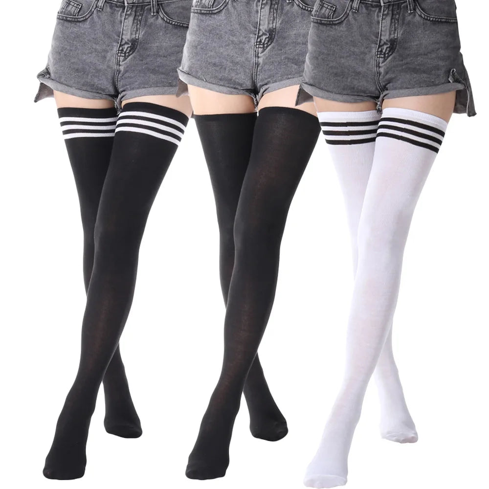 Stockings 
Black White Striped Long Socks Women Sexy Over Knee Thigh High Socks Over The Knee Stockings Ladies Girls Warm Long Tube Socks