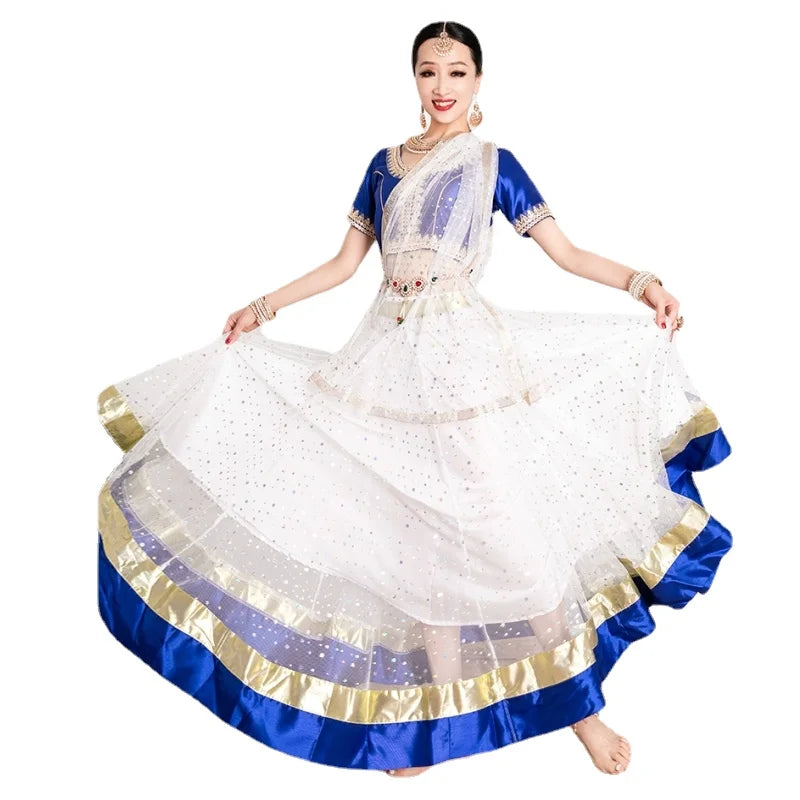 India and Pakistan Clothing 
Indian Dress Dance Performance Clothes Lengha Choli 3-PCS Sets Swing Skirt Tops Shawl India Pakistani Sari Vestido Indiano