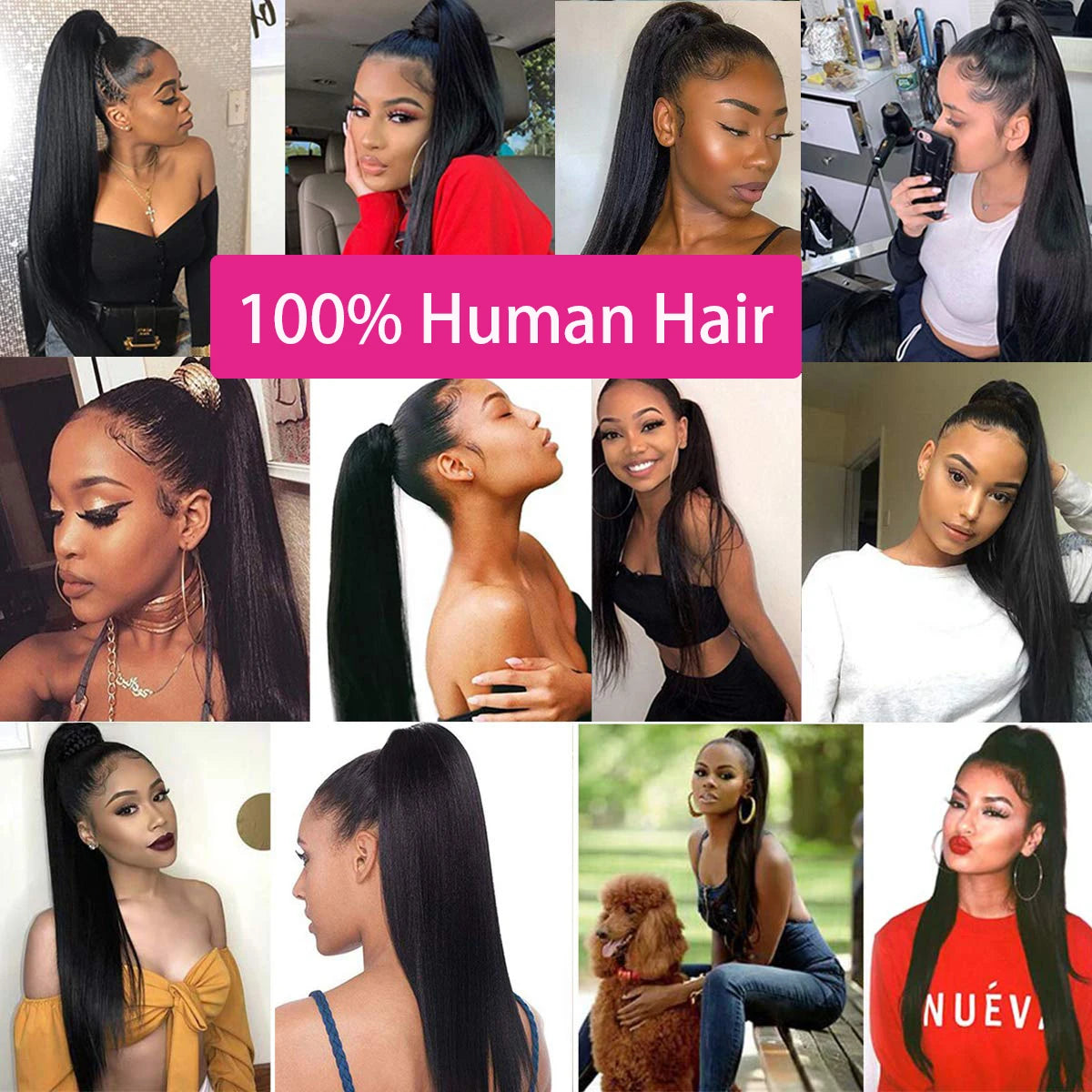 Hair Extensions and Wigs
Straight Ponytail Human Hair Extensions with Clip In Drawstring Ponytail Brazilian Hair Ponytails 1 Piece For Women Remy Hair