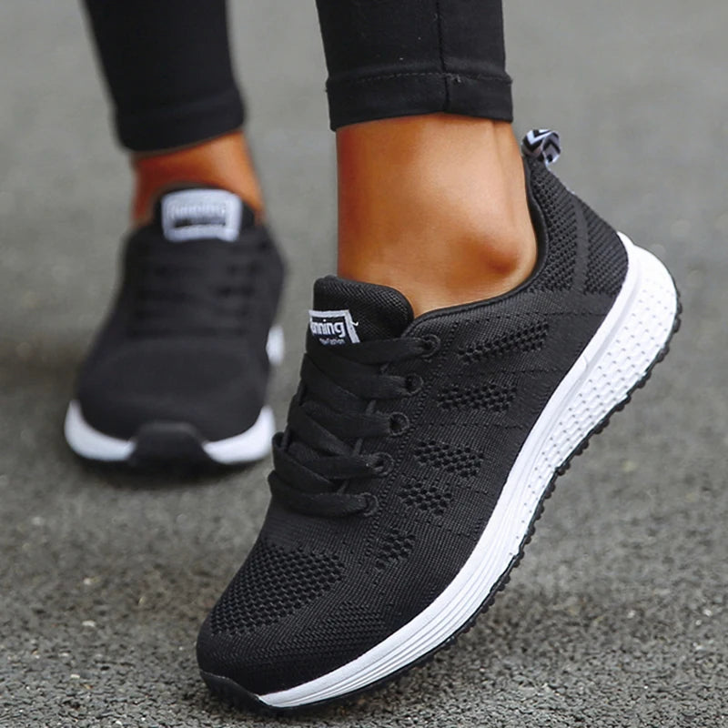 Sneaker women New Fashion Breathable Trainers Comfortable Sneakers Mesh Fabric Lace Up Women's Tennis Shoes For Women