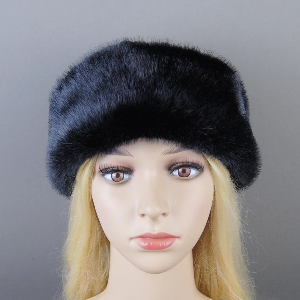 Hat False Fur Fashionable Brand Caps False Mink Fur Hats For Women Warm Russian Winter Hat Luxurious False Mink Fur Cap