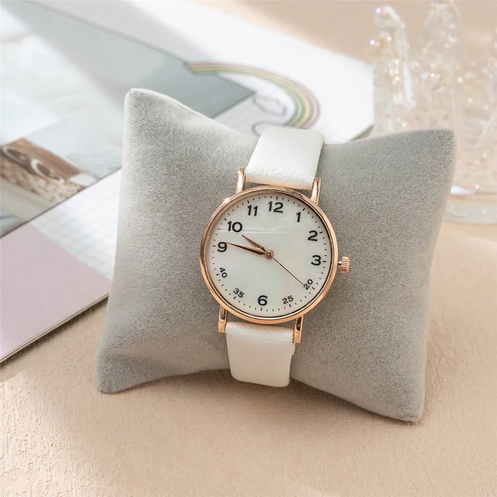 Women Watch Fashion Ladies Brand Watches Simple Round Digital Hand Women Quartz Watch Casual Leather Strap Clock Gift Wristwatches