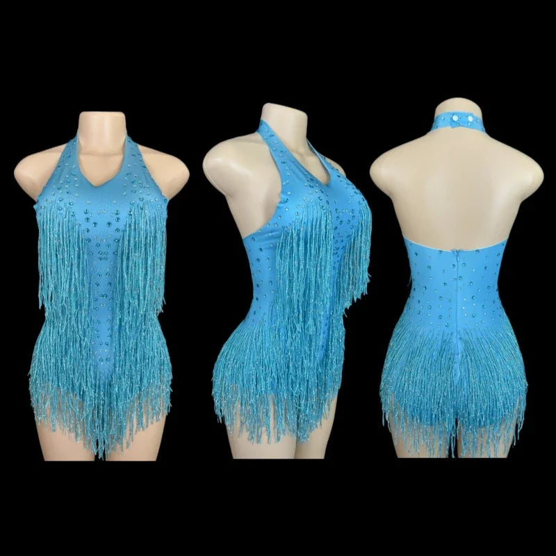 dancers  
New fringe tight fitting clothing for women's party dance costumes, modern stage performance costumes