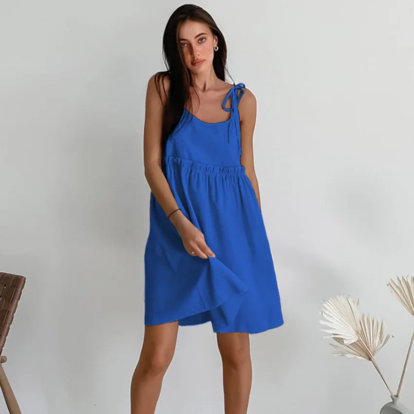 Knitted-Dress New In Cotton Linen Summer Dress Women