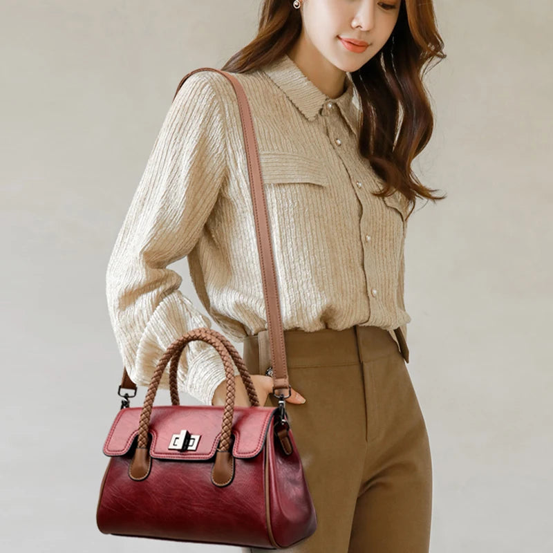 Handbags High Quality Soft Leather Women's Handbag Luxury Designer Girl Boston Bag Luxury Large Capacity Shoulder Bags Sac A Main