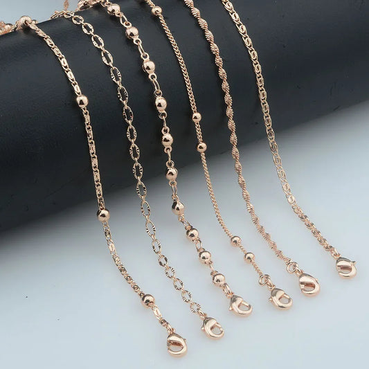 Necklaces Women New Women 585 Rose Gold Color Beaded Smart Pendant Slim Necklace Link Chains