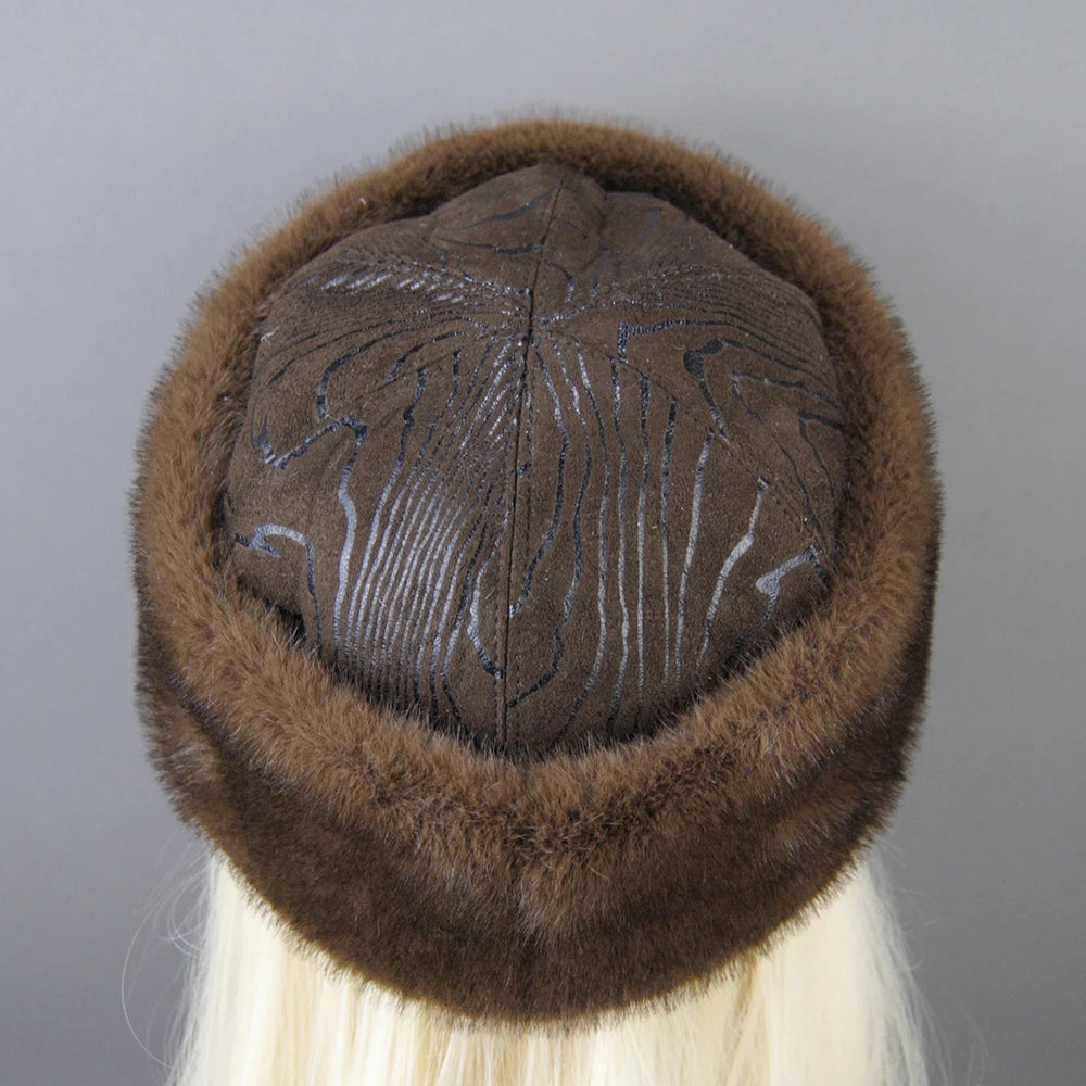 Hat False Fur Fashionable Brand Caps False Mink Fur Hats For Women Warm Russian Winter Hat Luxurious False Mink Fur Cap