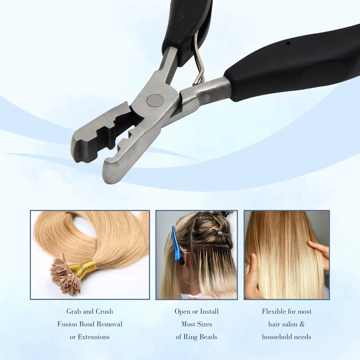 Hair Extensions and Wigs
Hair Extension Remove Tool Fusion Hair Extension Pliers for Keratin Hair Extensions Microlink Beads Tool