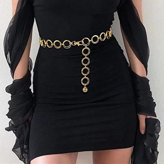 Waist Chain Fashion Punk Metal Chain Belts for Women Silver Golden Color High Quality Luxury Female Adjustable Fashion Waistband jewelry