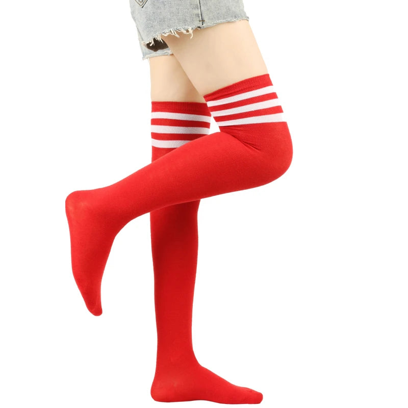 Stockings 
Sexy Black White Striped Long Socks Women Over Knee Thigh High Socks Over The Knee Stockings For Ladies Girls Warm Knee Socks