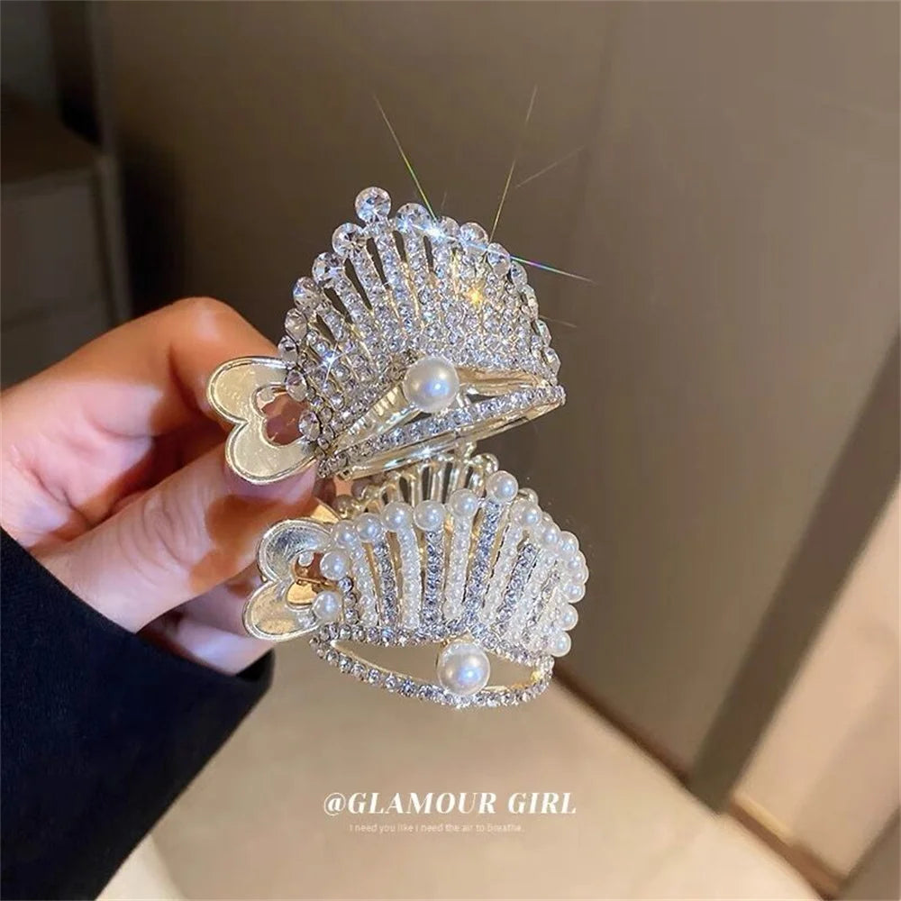 Elegant Look Fashion Zircon Pearl Metal Hair Claw High Ponytail Holder for Women Girls 2022 New Trendy Korea Luxury Hair Clip Accessories