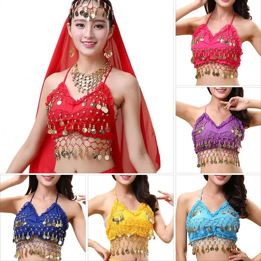 dancers  
Belly Dance Bra Sequined Beaded Top Sexy Dancing Costume Festival Club Party Fringe Costume