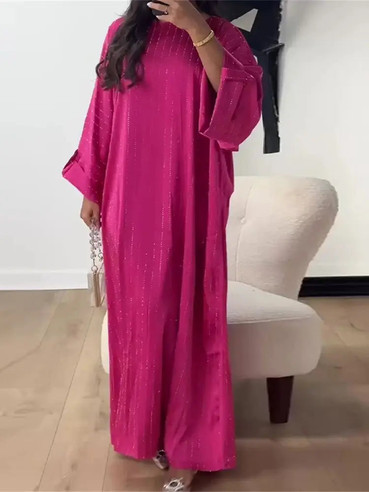 Ramadan Eid Satin Batwing Abaya Dubai Luxury Elegante Muslim Kaftan Dress Abayas For Women Kebaya Robe Femme Musulmane Vestidos