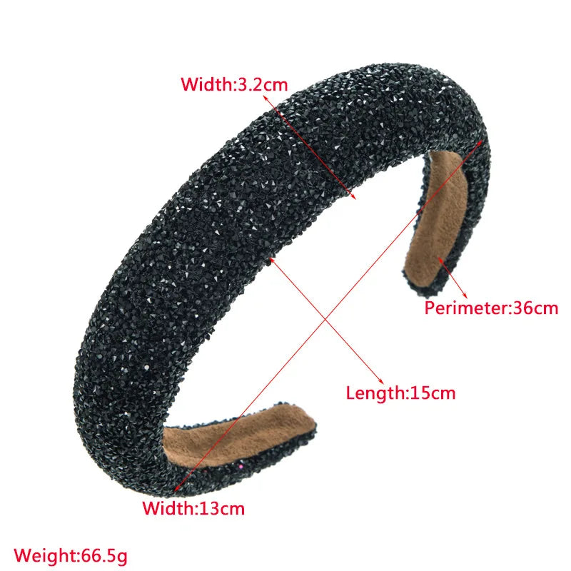 Elegant Look Luxury Crystal Wide Headbands For Women Girls Fashion Hairbands Elastic Hair Hoop Wash Face Hair Bands Female Hair Accessories