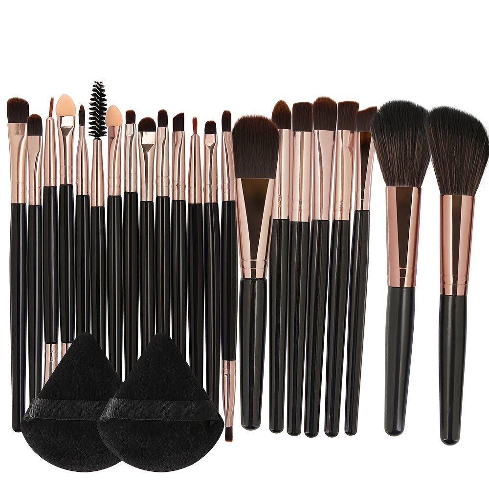 Beauty Tools
22pcs Makeup Brushes Set + 2pcs Makeup Triangle Puffs, Professional Multi-Functional Makeup Brushes Makeup Kit, Foundation Brush, Powder Concealers Eye Shadows Blush Make Up Brushes, Eyelash Comb Brush