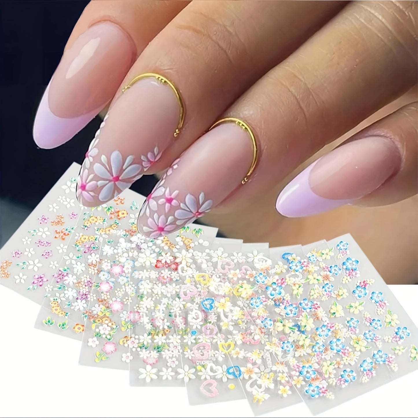 Nails
10/30 Sheets Nail Art 3D Stickers, Colorful Flowers, 3D Self Adhesive, Colorful Daisy Floral Bow Tie Heart Butterfly Design Shiny Decal