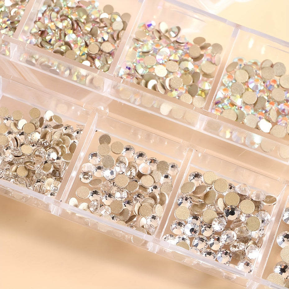 Nails
1 Box White AB Nail Rhinestones Set Flatback Crystal Gems 3D Shiny Nail Art Charms Stones Decoration Manicure DIY