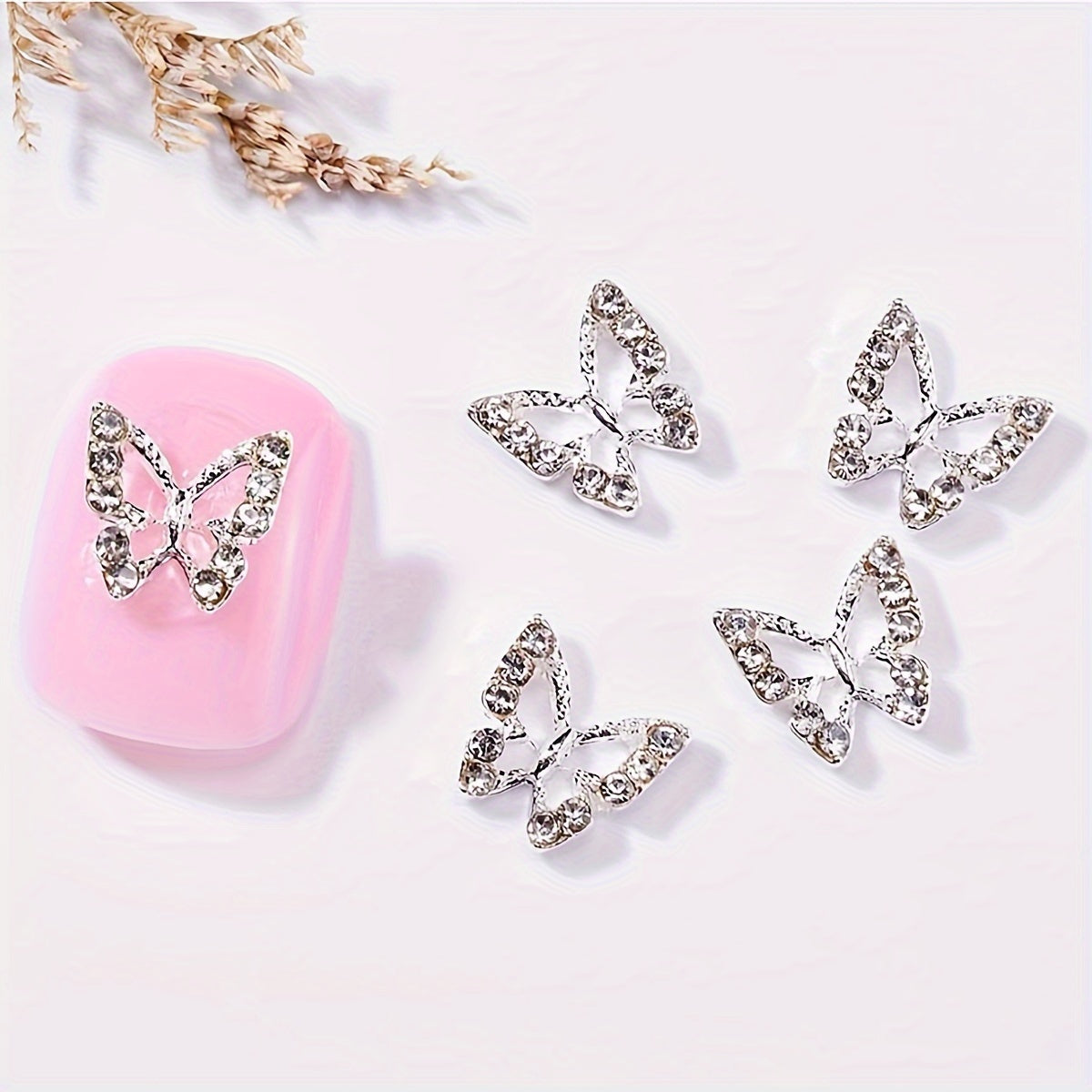 Nails
10pcs, Butterfly Nail Charms With Rhinestones, 3D Alloy Butterfly Nail Gem Accessories, Nail Art Jewelry For Girls Nail Art Crafts Decoration Supplies