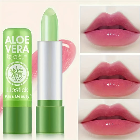 Makeup Aloe Vera Lipstick Nutritious Lip Balm Lip Smoothing Moisture Temperature Color Change Lip Gloss Lipstick Long Lasting Magic Lip Makeup Valentine's Day Gifts