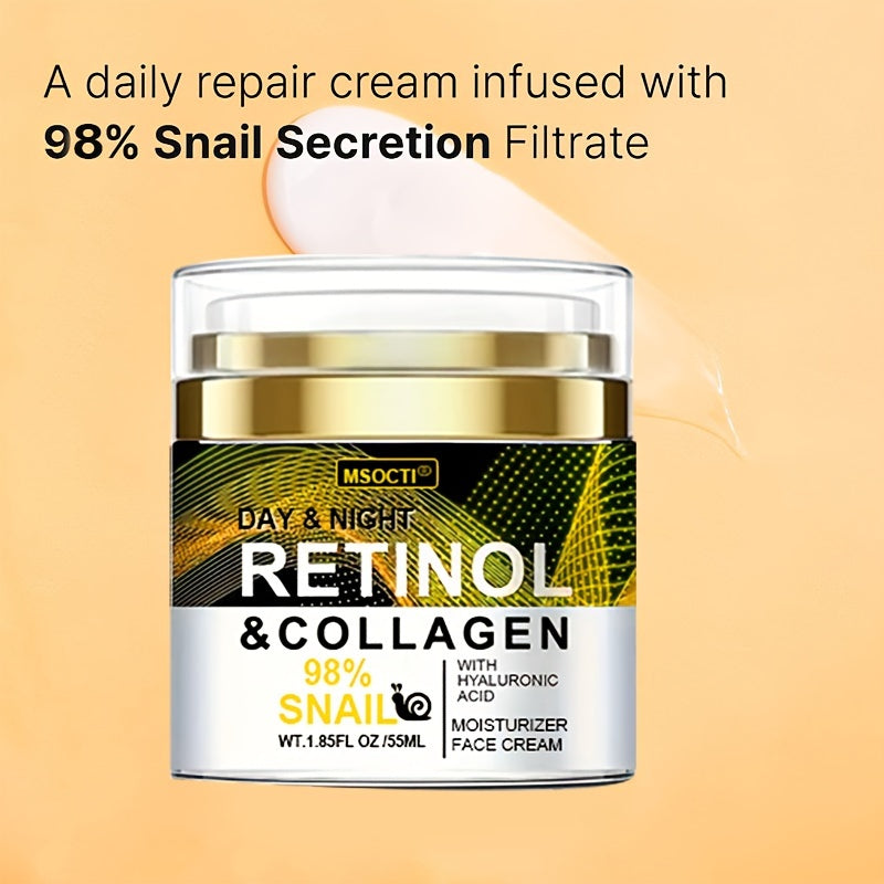 Facial care
55ml Retinol & Collagen Cream, Premium Skin Care Daily - Snail 98% Collagen Mucin Cream All-in-one Cream For Daily Professional Skin Care, Improved Shine And Moisturizing