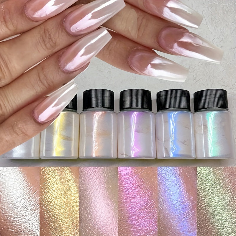 Nails
1box Glitter Chrome Nail Powder White Pearl Aurora Pigment Powder For Nails Mirror Effect For Nail DIY Manicure