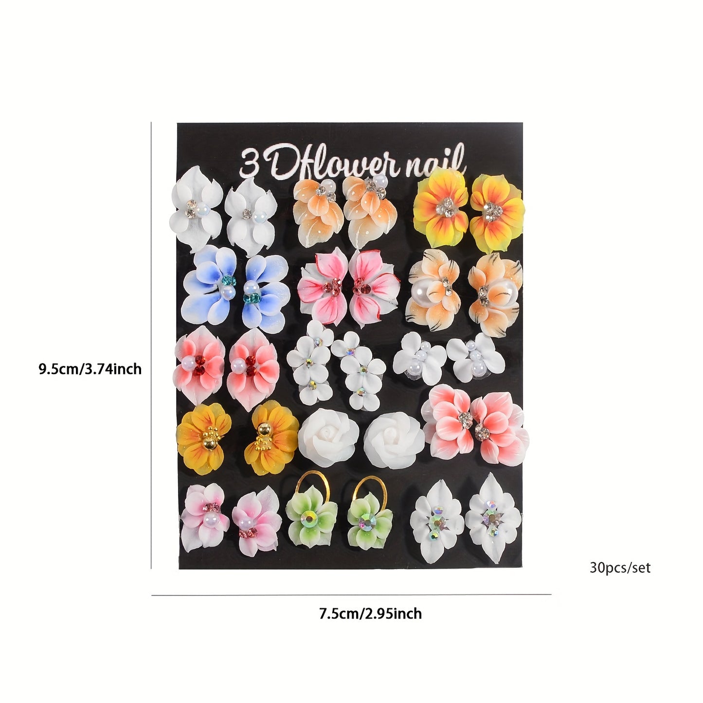 Nails
30 Pieces of 3D Flower Nail Art Charm Handmade Acrylic Flowers, Mixing 15 Designs of Summer Flower Nail Water Drops Crystal Acrylic Flower Nail Art Charm for Women's Nail Decoration Gift - No Fragrance