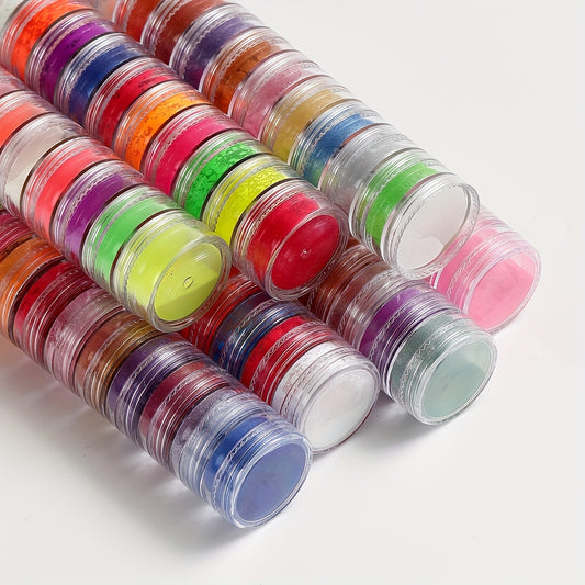 Nails
12-Piece Set of Transparent Round Containers with Colorful Glitter for Nail Art and Decoration