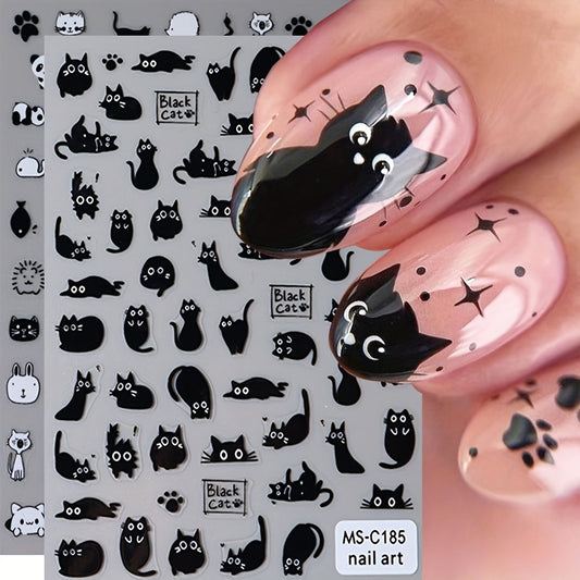 Nails
2pcs Cute 3D Black Cat Nail Art Stickers - Kawaii Cartoon Animal Decals For Diy Manicure, Hypoallergenic & Sparkle Finish Hello Kitty Nail Stickers Cat Nail Stickers