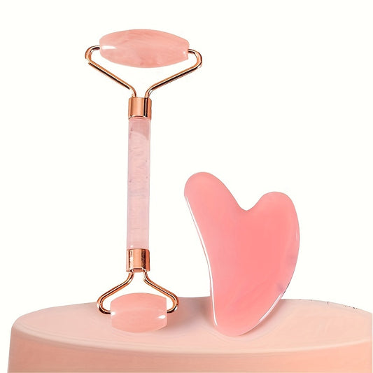 Beauty Tools
Facial Massage Set, Rose Quartz Resin Beauty Roller With Dual Head & Gua Sha Tool, Skin Care For Face, Eyes, Neck