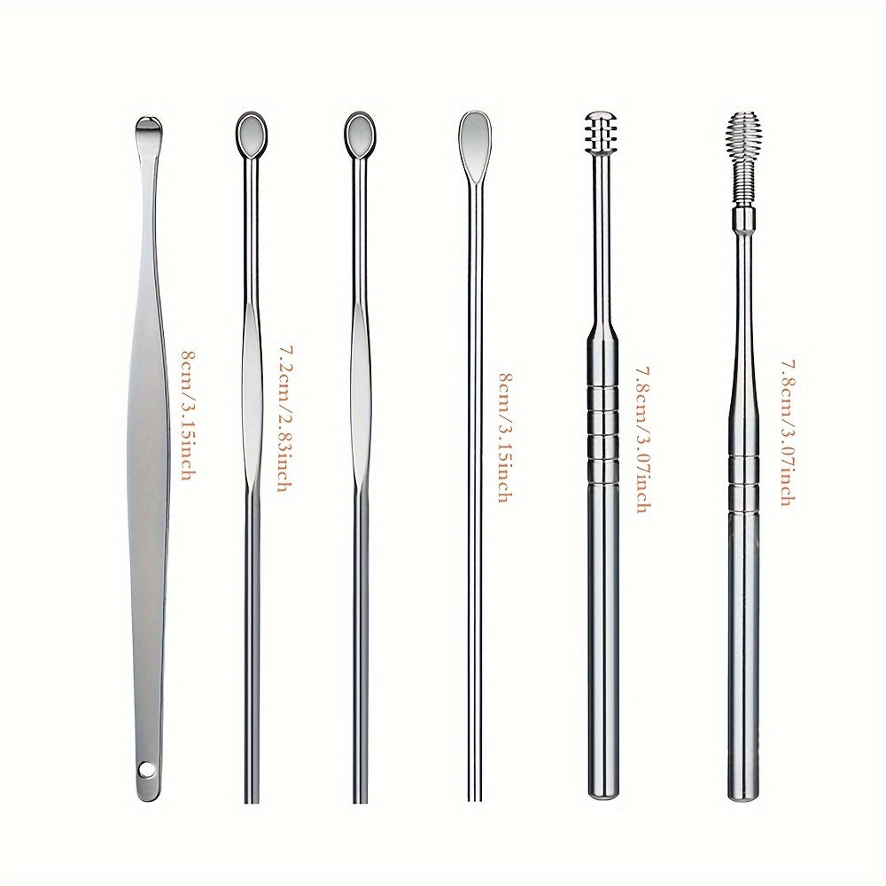 Oral Care
6 Pcs Stainless Steel Ear Pick Ear Pick Ear Pick Tool Set Portable Spiral Spring Ear Cleaning