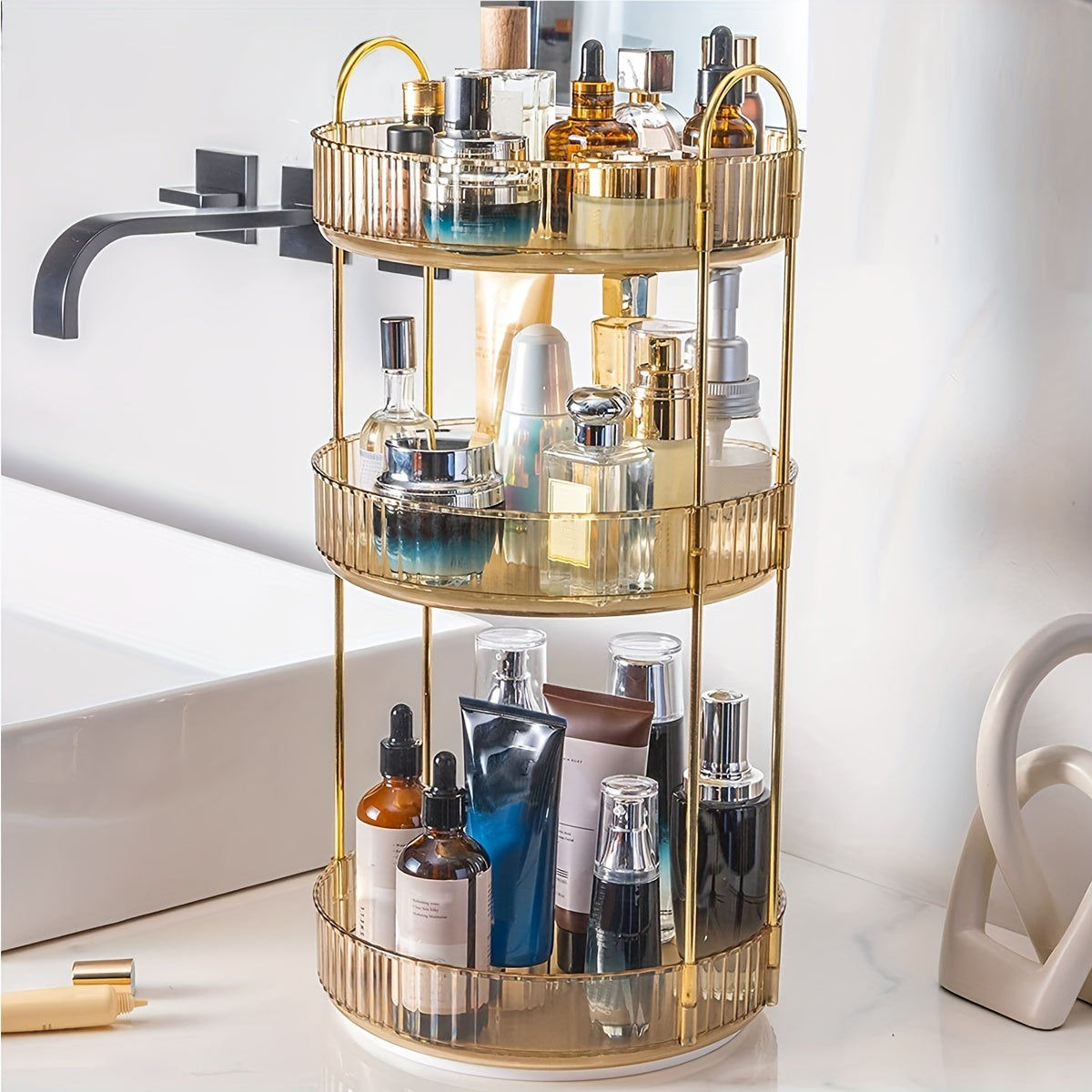 Makeup bags & Storage
360° Rotating Shelving Makeup Organizer - DIY Adjustable Carousel Spinning Holder Rack - Large Capacity Cosmetic Storage Box