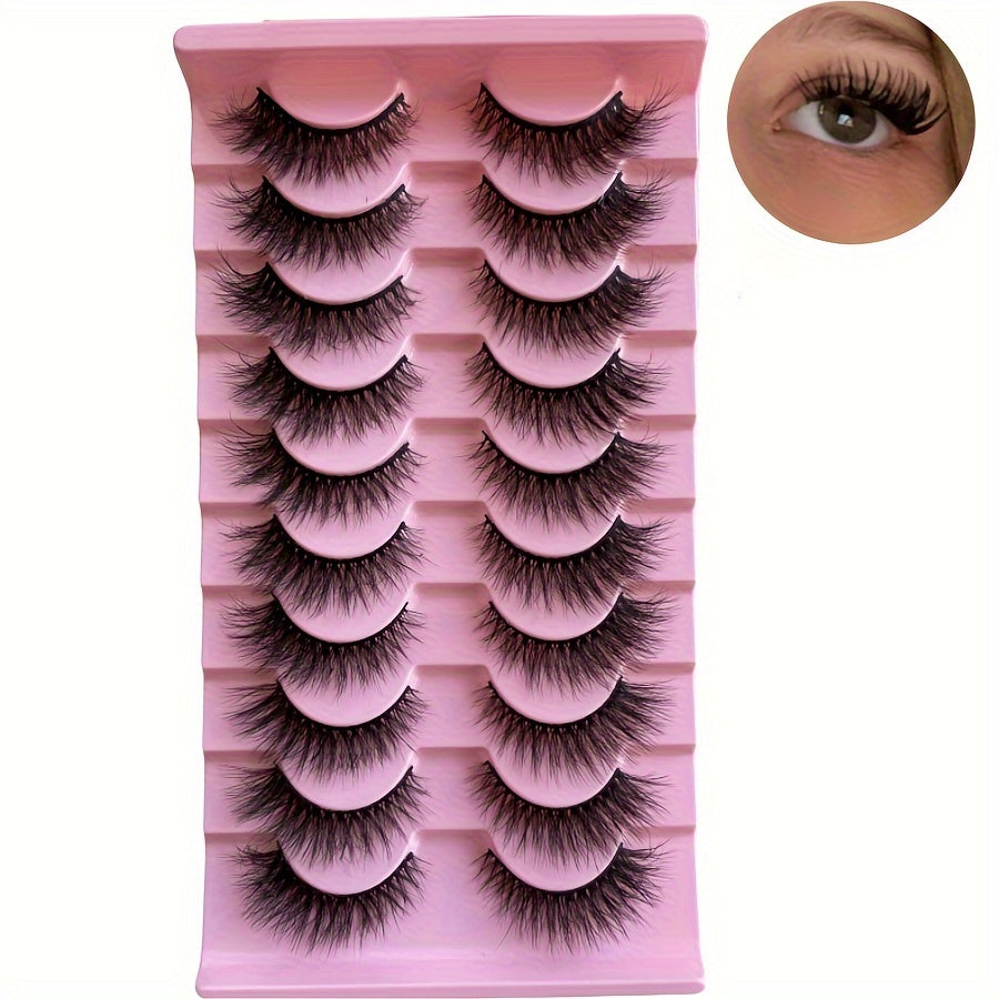 False Eyelashes
False Eyelashes, 10 Pairs Fluffy Volume Faux Mink Lashes, Thick Naturally Full Lashes, Cat Eye Dramatic Style Fake Eyelashes