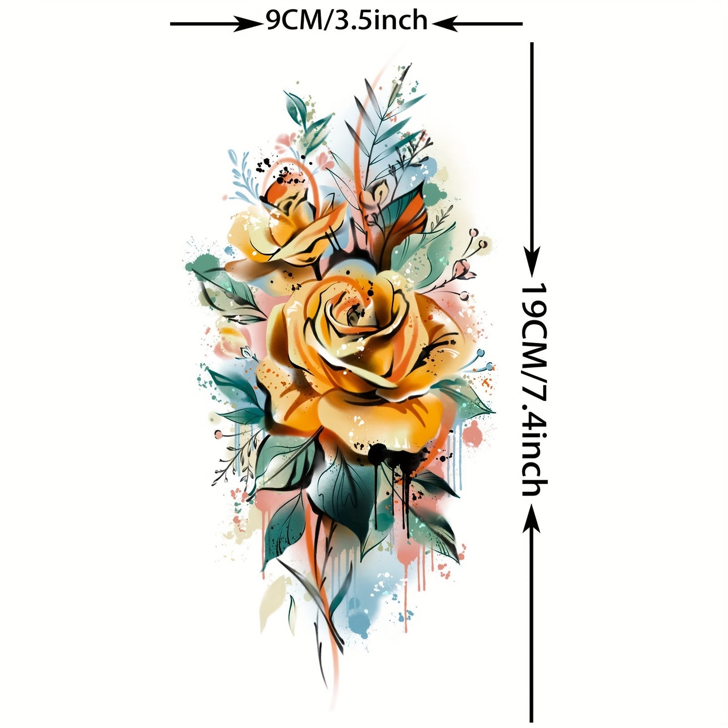 Temporary Tattoo, Water-Resistant, Rose Pattern, Long-Lasting, Waterproof Sticker for Adults