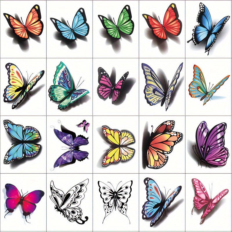 Temporary Tattoos
20 Sheets 3D Butterfly Tattoo Stickers Waterproof & Long Lasting For Women