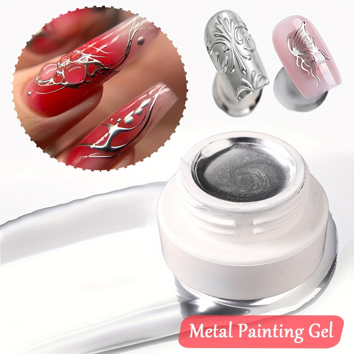 Nails
10ml Silvery Metallic Painting Gel Mirror Effect 8 Colors 3D Painted Nail Gel Polish, Drawing Flower French Line Metallic Silvery Sparkling Mirror Glitter UV/LED Gel