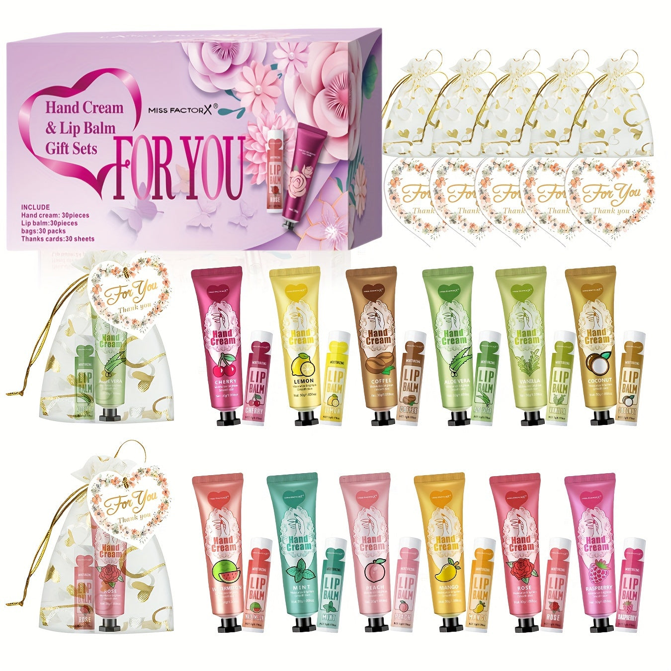 Personal Care
30pcs Souvenir Gift Sets, Lip Balm Sets, And Hand Cream Sets, Gifts For Women, Mother's Day Gifts, With Heart-shaped Bags