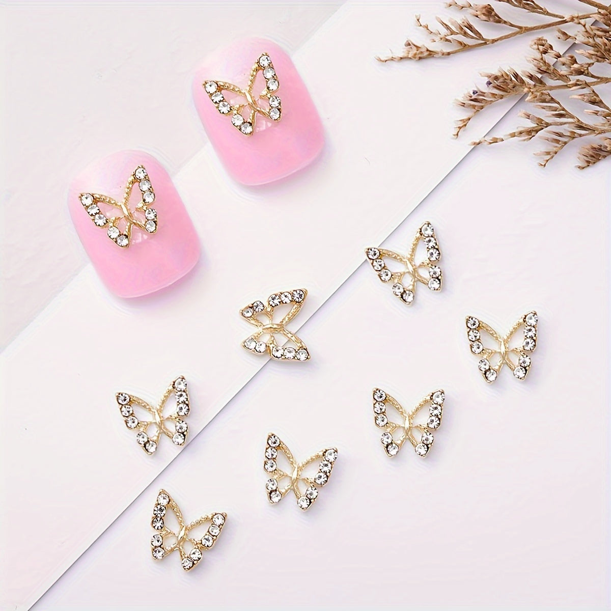 Nails
10pcs, Butterfly Nail Charms With Rhinestones, 3D Alloy Butterfly Nail Gem Accessories, Nail Art Jewelry For Girls Nail Art Crafts Decoration Supplies