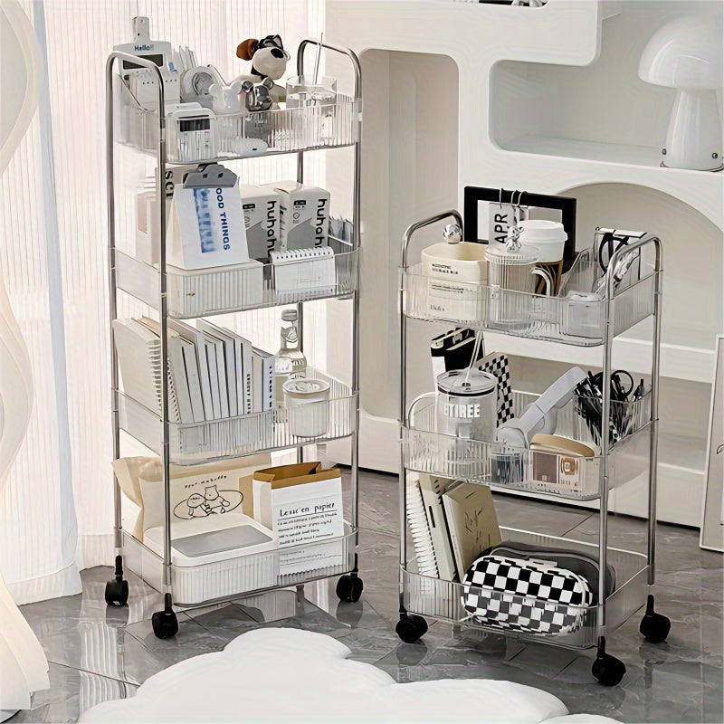 Makeup bags & Storage
3/4 Layer Transparent Acrylic Rolling Storage Cart - Mobile Organizer for Bedside, Bedroom, Bathroom, Kitchen, etc. - Multi-Layer Cosmetics Storage Shelf with 360° Swivel Wheels