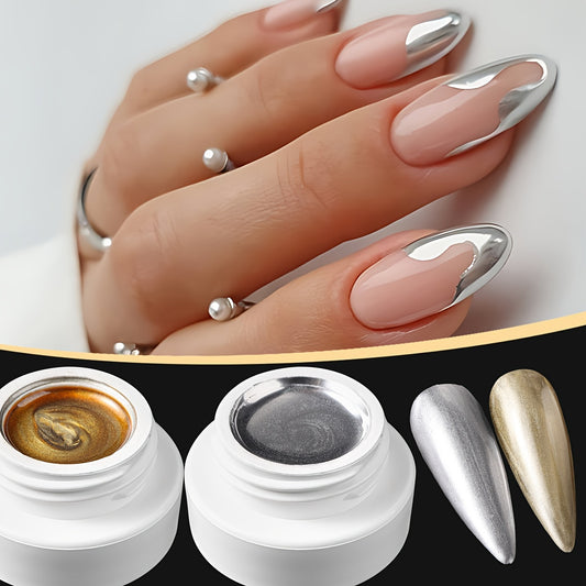 Nails
10ml Silvery Metallic Painting Gel Mirror Effect 8 Colors 3D Painted Nail Gel Polish, Drawing Flower French Line Metallic Silvery Sparkling Mirror Glitter UV/LED Gel