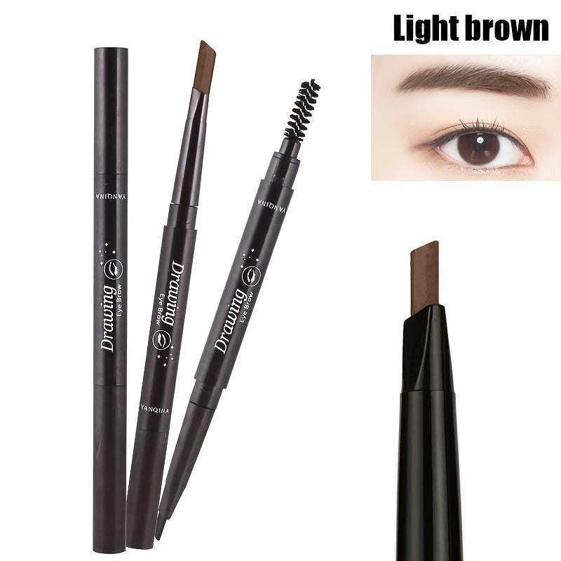 Makeup Waterproof 5 Colors Natural Makeup Double Heads Automatic Eyebrow Pencil Waterproof Long-lasting Easy Ware Eyebrow Pen With Eyebrow Brush